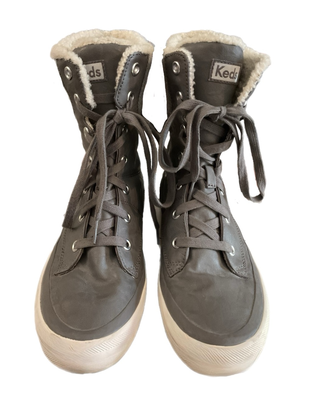 Keds Juliet Gray Wool & Leather High Top Winter Sneaker Boot WF55478 - Size 9
